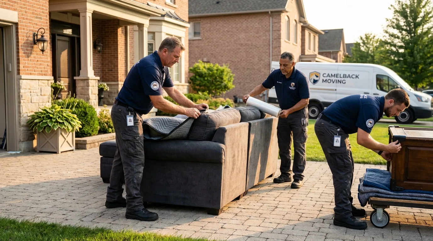 Large estate moving crew wrapping furniture in Barnesville, MN